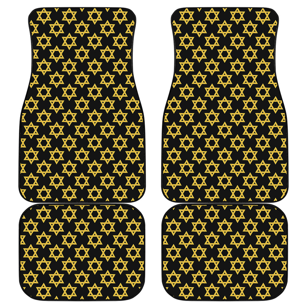 Black And Yellow Star of David Print Front and Back Car Floor Mats
