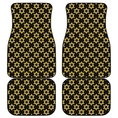 Black And Yellow Star of David Print Front and Back Car Floor Mats