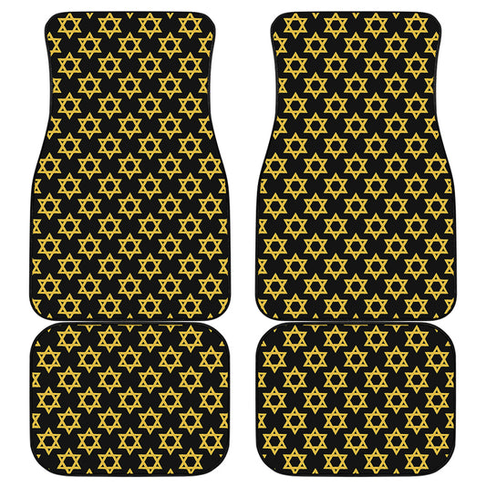 Black And Yellow Star of David Print Front and Back Car Floor Mats