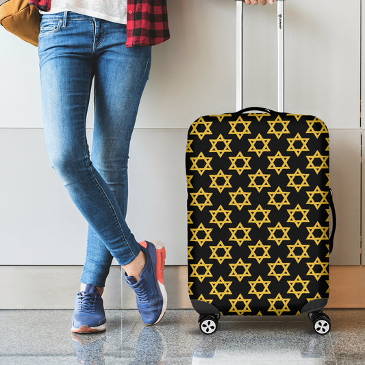 Black And Yellow Star of David Print Luggage Cover