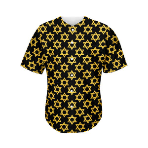 Black And Yellow Star of David Print Men's Baseball Jersey