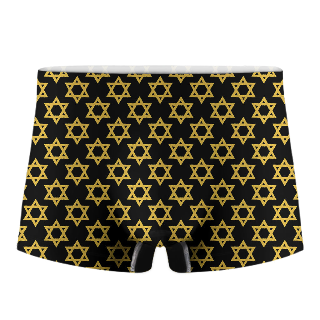 Black And Yellow Star of David Print Men's Boxer Briefs