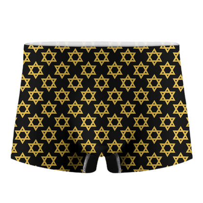 Black And Yellow Star of David Print Men's Boxer Briefs