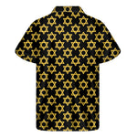 Black And Yellow Star of David Print Men's Short Sleeve Shirt