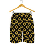 Black And Yellow Star of David Print Men's Shorts
