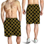Black And Yellow Star of David Print Men's Shorts