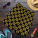 Black And Yellow Star of David Print Men's Shorts