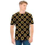 Black And Yellow Star of David Print Men's T-Shirt