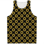 Black And Yellow Star of David Print Men's Tank Top