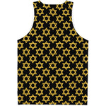 Black And Yellow Star of David Print Men's Tank Top