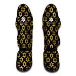 Black And Yellow Star of David Print Muay Thai Shin Guard