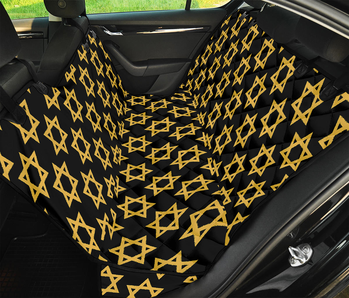 Black And Yellow Star of David Print Pet Car Back Seat Cover
