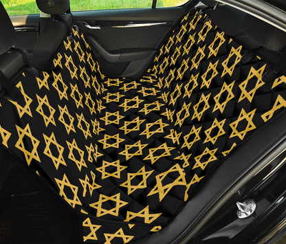 Black And Yellow Star of David Print Pet Car Back Seat Cover