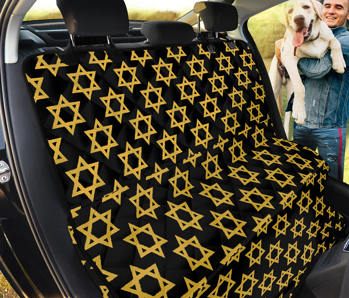 Black And Yellow Star of David Print Pet Car Back Seat Cover