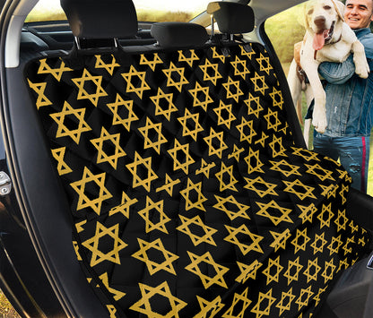 Black And Yellow Star of David Print Pet Car Back Seat Cover