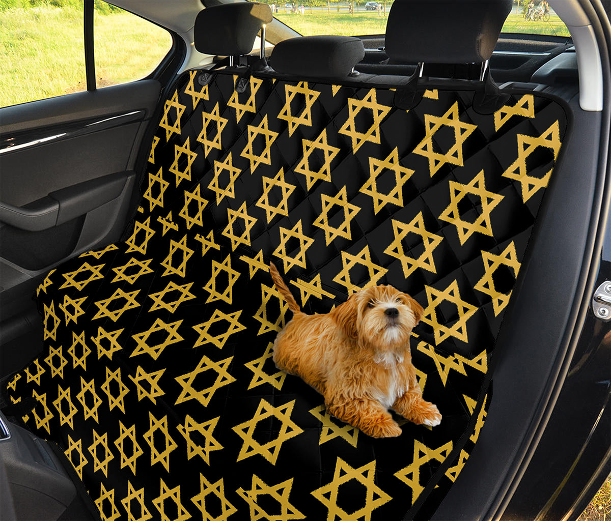 Black And Yellow Star of David Print Pet Car Back Seat Cover