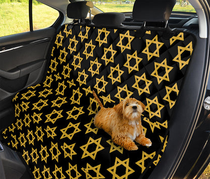 Black And Yellow Star of David Print Pet Car Back Seat Cover