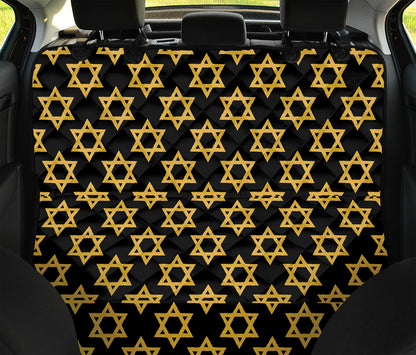 Black And Yellow Star of David Print Pet Car Back Seat Cover