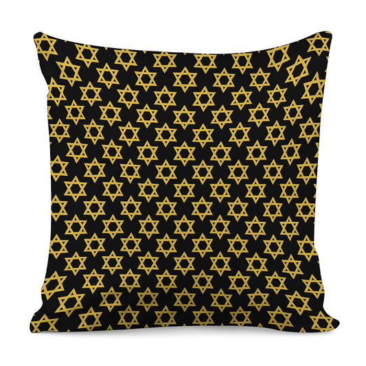 Black And Yellow Star of David Print Pillow Cover