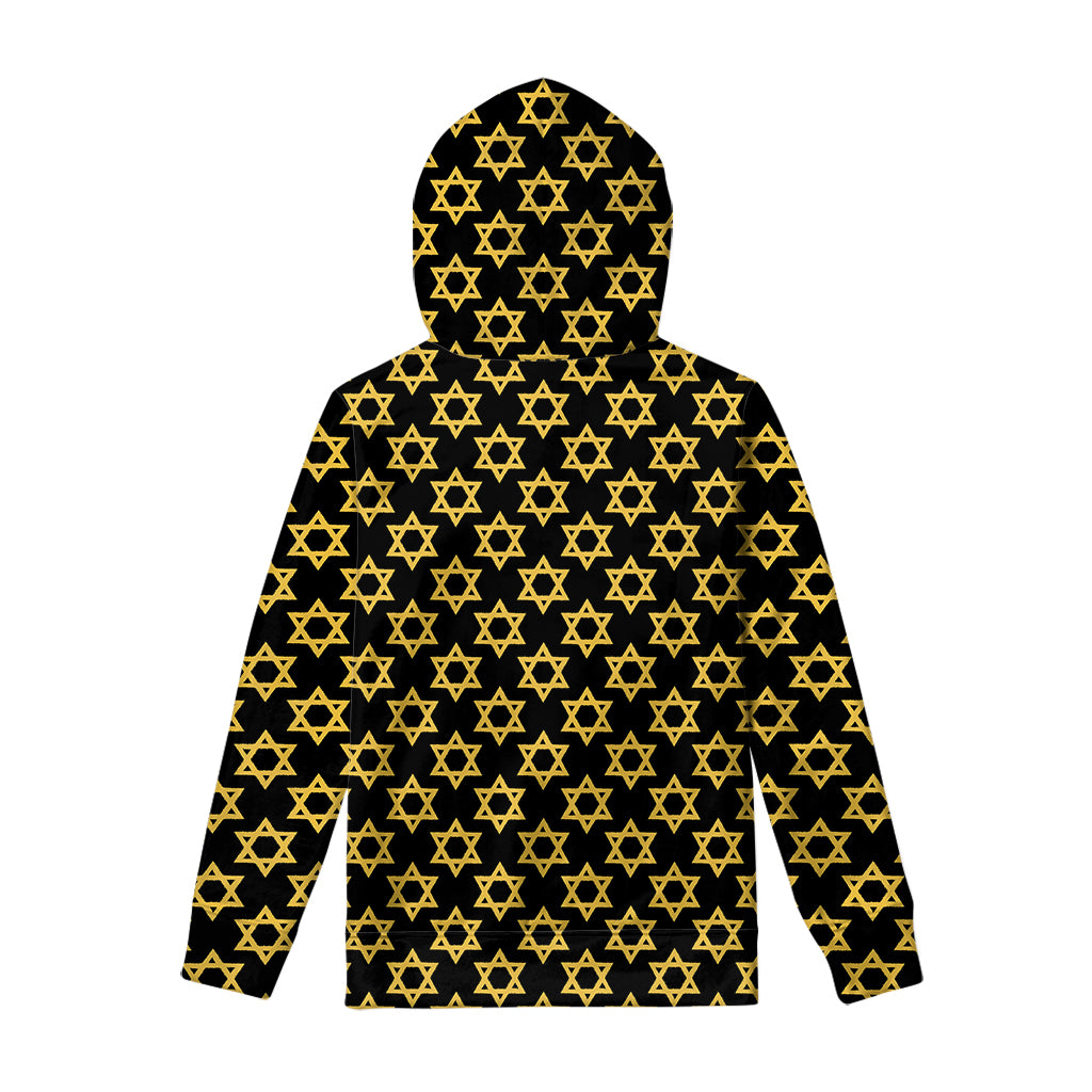 Black And Yellow Star of David Print Pullover Hoodie