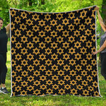 Black And Yellow Star of David Print Quilt