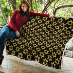 Black And Yellow Star of David Print Quilt