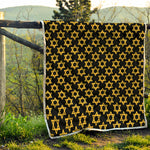 Black And Yellow Star of David Print Quilt