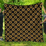 Black And Yellow Star of David Print Quilt