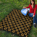 Black And Yellow Star of David Print Quilt