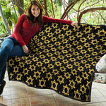 Black And Yellow Star of David Print Quilt