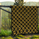 Black And Yellow Star of David Print Quilt