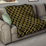 Black And Yellow Star of David Print Quilt