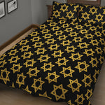 Black And Yellow Star of David Print Quilt Bed Set