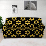 Black And Yellow Star of David Print Sofa Cover