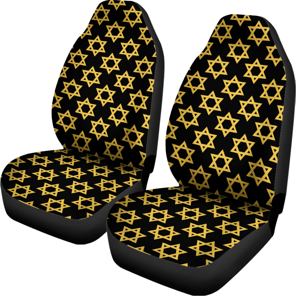 Black And Yellow Star of David Print Universal Fit Car Seat Covers
