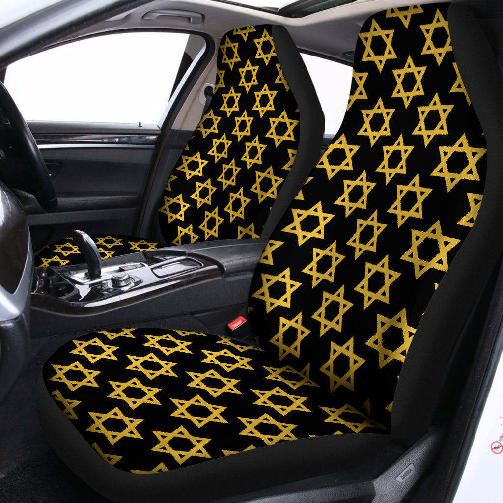Black And Yellow Star of David Print Universal Fit Car Seat Covers