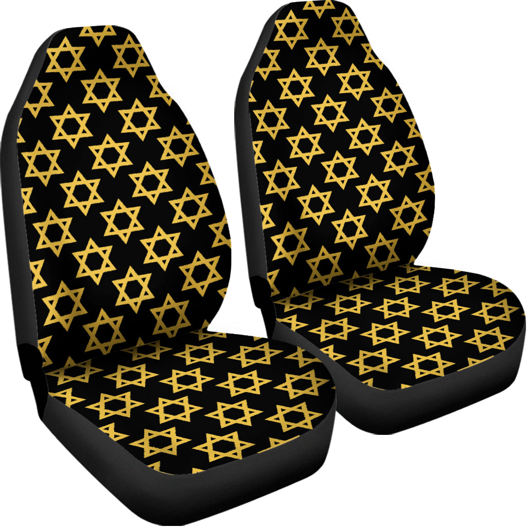 Black And Yellow Star of David Print Universal Fit Car Seat Covers