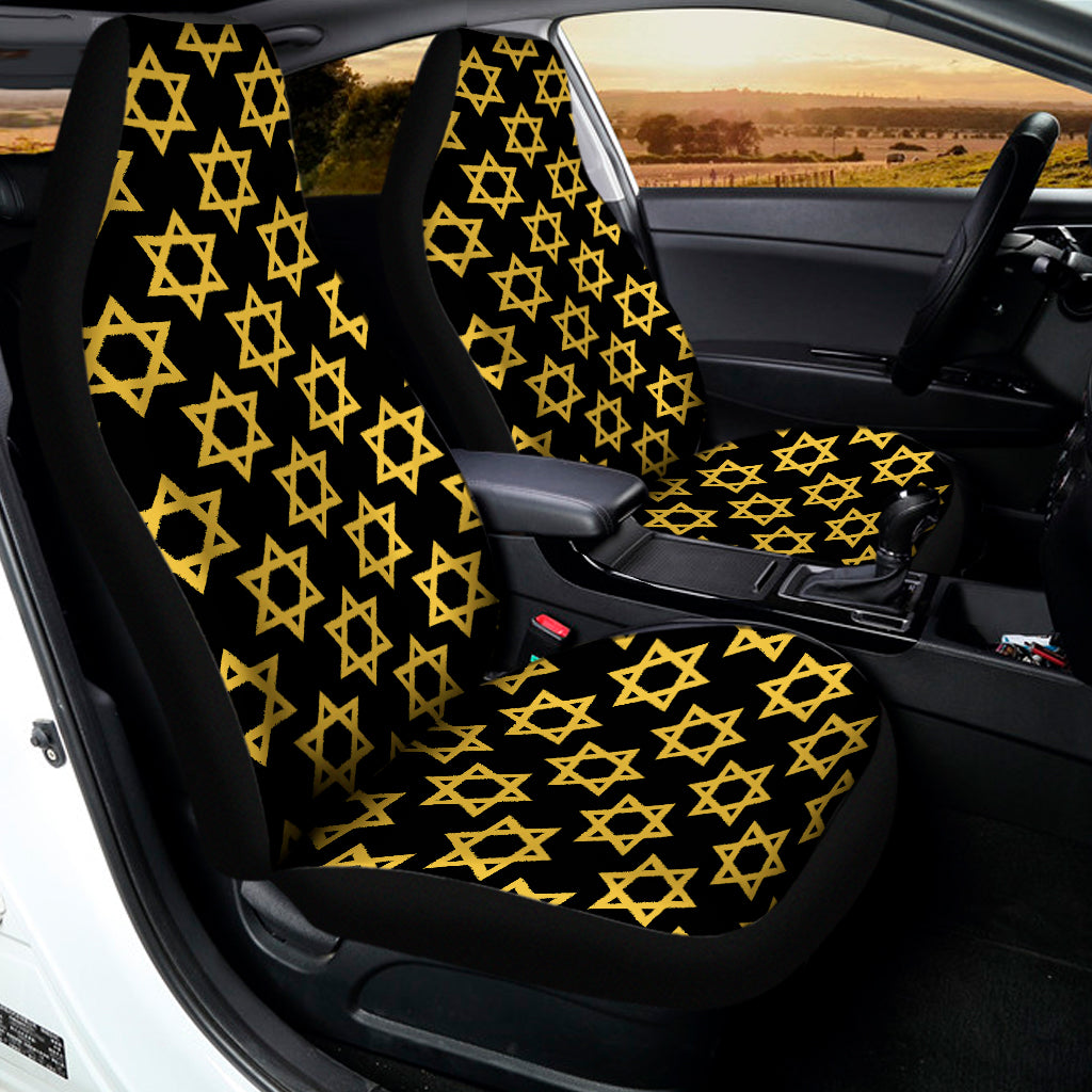 Black And Yellow Star of David Print Universal Fit Car Seat Covers