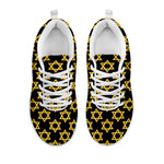 Black And Yellow Star of David Print White Sneakers