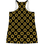 Black And Yellow Star of David Print Women's Racerback Tank Top