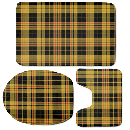 Black And Yellow Tartan Pattern Print 3 Piece Bath Mat Set