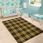 Black And Yellow Tartan Pattern Print Area Rug