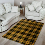 Black And Yellow Tartan Pattern Print Area Rug