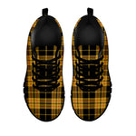 Black And Yellow Tartan Pattern Print Black Sneakers