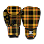 Black And Yellow Tartan Pattern Print Boxing Gloves