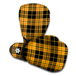 Black And Yellow Tartan Pattern Print Boxing Gloves