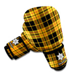 Black And Yellow Tartan Pattern Print Boxing Gloves