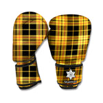 Black And Yellow Tartan Pattern Print Boxing Gloves