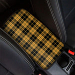 Black And Yellow Tartan Pattern Print Car Center Console Cover