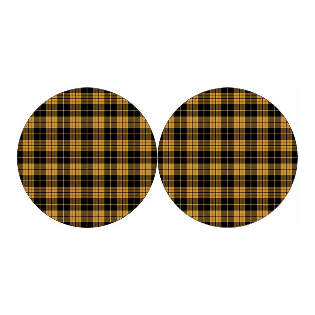 Black And Yellow Tartan Pattern Print Car Coasters